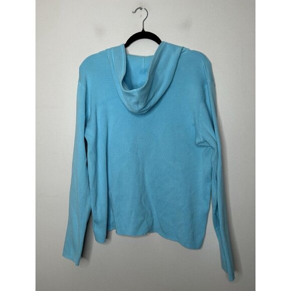 Eddie Bauer Sweater Womans Bright Blue Cable Knit Full Zip Size Large - Picture 8 of 10